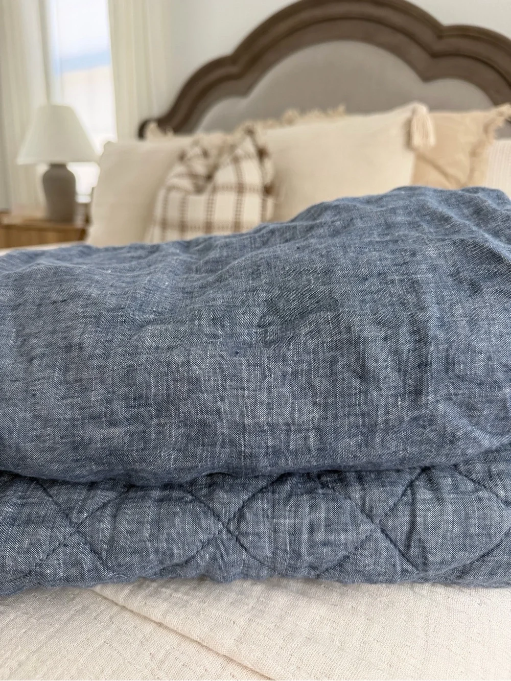 Pottery Barn Kids European linen quilt and fitted crib sheet set